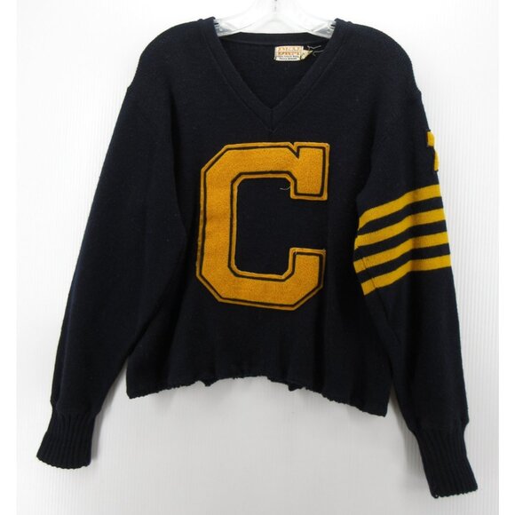 VINTAGE Detroit Knitting Sweater Wool Varsity Letterman Cheerleader School 50s - Picture 1 of 11